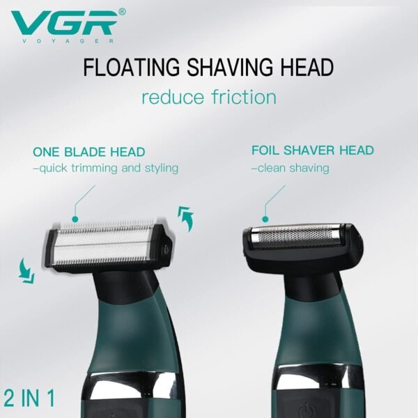 VGR Premium Cordless Rechargeable IPX5 Fully Waterproof Dual Sided OneBlade Trimmer & Shaver 3 Trimming Combs for complete Beard Styling & Body Hair Trimming