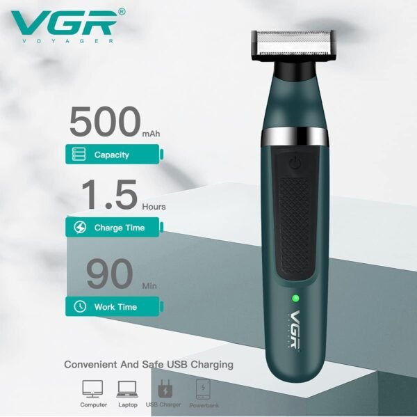 VGR Premium Cordless Rechargeable IPX5 Fully Waterproof Dual Sided OneBlade Trimmer & Shaver 3 Trimming Combs for complete Beard Styling & Body Hair Trimming