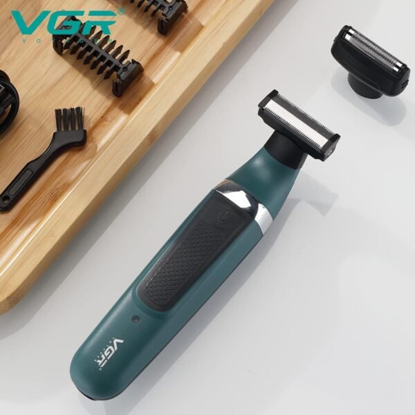VGR Premium Cordless Rechargeable IPX5 Fully Waterproof Dual Sided OneBlade Trimmer & Shaver 3 Trimming Combs for complete Beard Styling & Body Hair Trimming