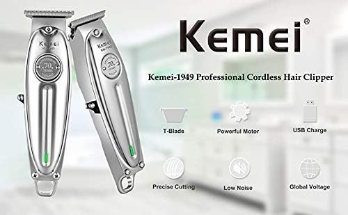 Kemei KM-1949 Professional Rechargeable Hair Clipper for Men (Silver)
