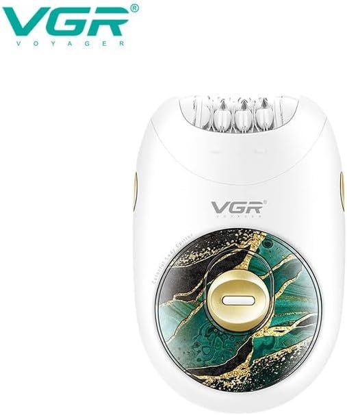 Vgr V-706 Cordless Professional Women Epilator With 18 Tweezers For Face, Legs, Underarms & Bikini Area With 70 Minutes Runtime 700Mah Li-Ion Battery Fast Charge (White, Green)1 Year Warranty