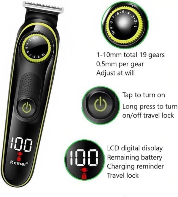 KEMEI KM-696 5 in 1 electric HAIR SHAVER full care grooming kit. Professional Body Ear Nose Hair, Men’s Beard Grooming Kit Mustache Trimmer, Cordless Electric Hair Clippers Haircut