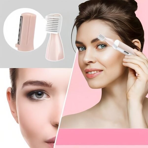 Kemei KM-3024 4in1 Trimmer Set For Women, Body Hair Remover, Nose & Eyebrow Trimmer, Skin Shaver - Carbon Steel Cutter Head, Push Type Switch, 3W Power