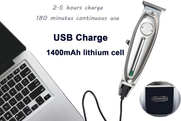 Kemei KM-1949 Professional Rechargeable Hair Clipper for Men (Silver)