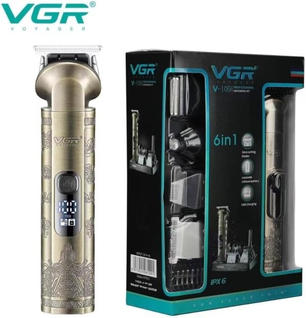 Vgr V-109 Waterproof Ipx6 6 In 1 Professional Set Hair Beard Trimmer Clipper Shaver Nose Trimmer Mesin Gunting Rambut