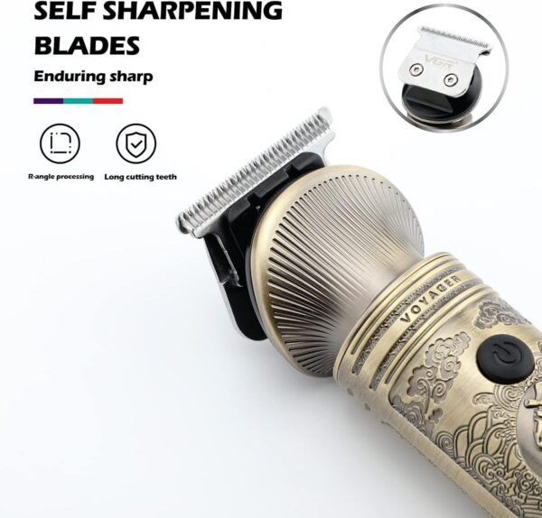 VGR V-962 Professional Pro Self Haircut Hair Clipper Beard trimmer Digital Display Blades USB Charging cable 4 Guide Combs for men 0mm Bald Head Clipper Runtime 200 mins 1200 mAh Li-ion Battery