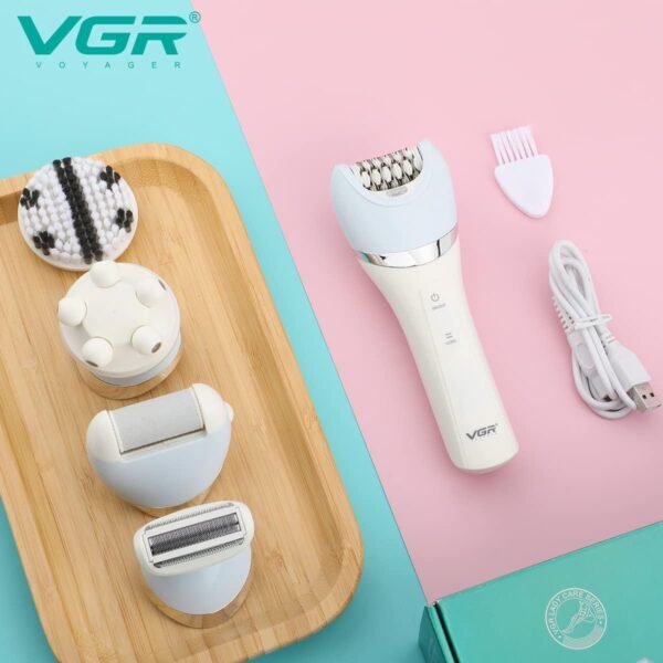 VGR V-703 Professional 5-in-1 Women Grooming Kit Shaver for Face, Legs, Underarms & Bikini area, Eyebrow trimmer, Ear & Nose Trimmer Facial Massager & Body Massager IPX 4 Fully washable