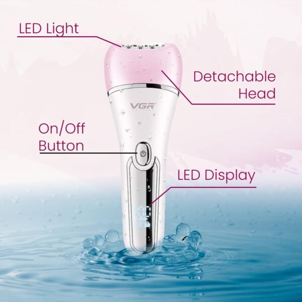 VGR V-733 Professional Ladies Grooming Kit,Epilator for women for full body grooming| 6 in 1 lady care set,LED Display,90min Runtime &600mAh Lithium Battery with IPX 7 Waterproof (Pink)1 Year Warranty