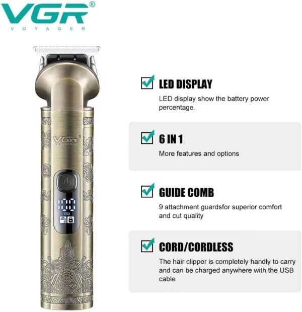 Vgr V-109 Waterproof Ipx6 6 In 1 Professional Set Hair Beard Trimmer Clipper Shaver Nose Trimmer Mesin Gunting Rambut