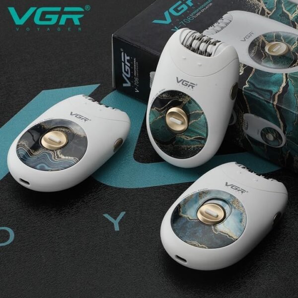 Vgr V-706 Cordless Professional Women Epilator With 18 Tweezers For Face, Legs, Underarms & Bikini Area With 70 Minutes Runtime 700Mah Li-Ion Battery Fast Charge (White, Green)1 Year Warranty