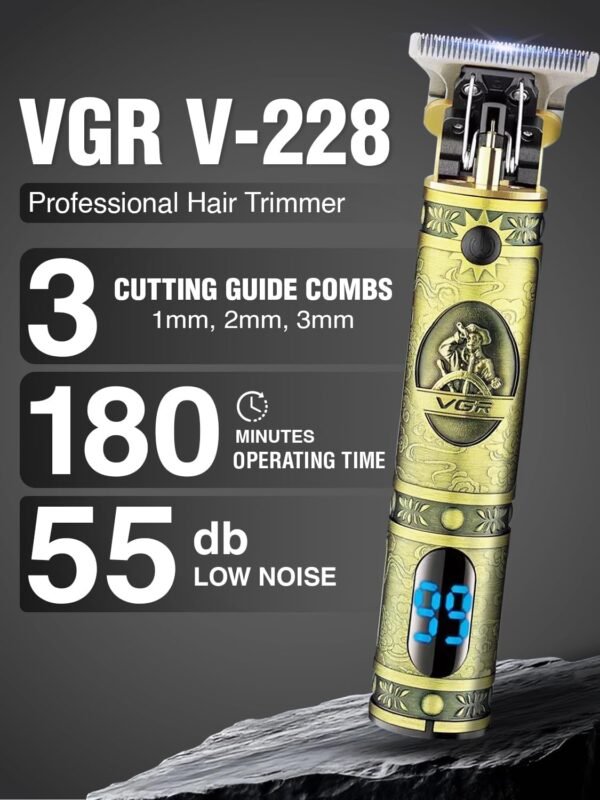 VGR V-228 Professional Hair Clipper with LED display Runtime: 180 min Trimmer for Men