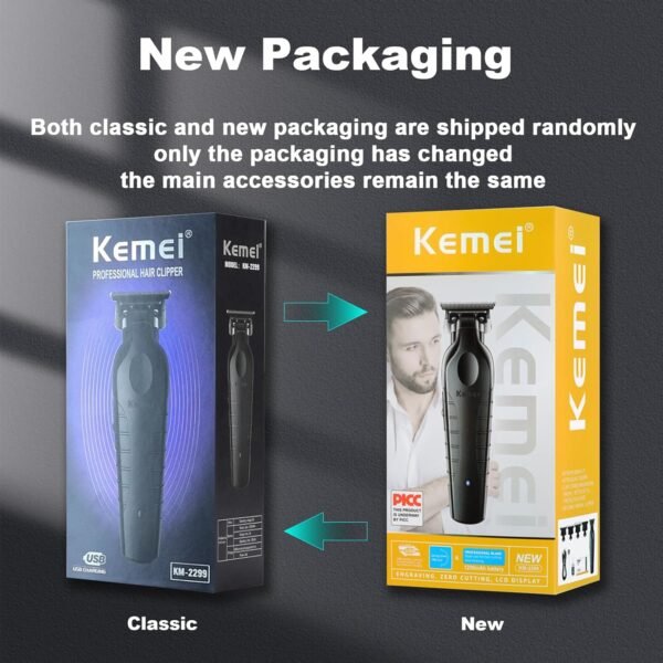 KEMEI 2299 Trimmer Professional Cordless Hair Clipper for Men Electric Beard Trimmers Barber Hair Cuttings Kit, Zero Gapped T Blade Trimmers for Men, KM-2299