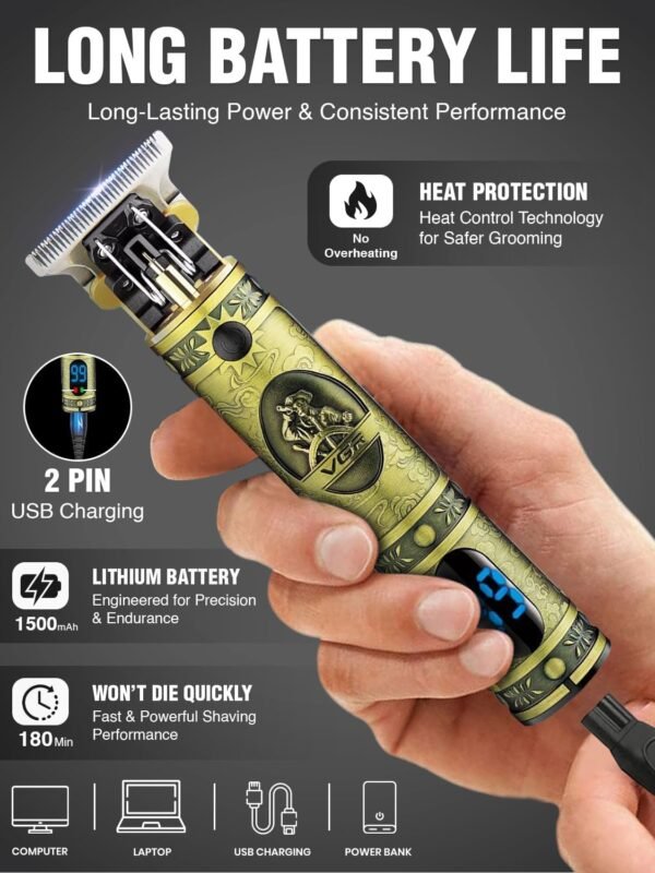 VGR V-228 Professional Hair Clipper with LED display Runtime: 180 min Trimmer for Men