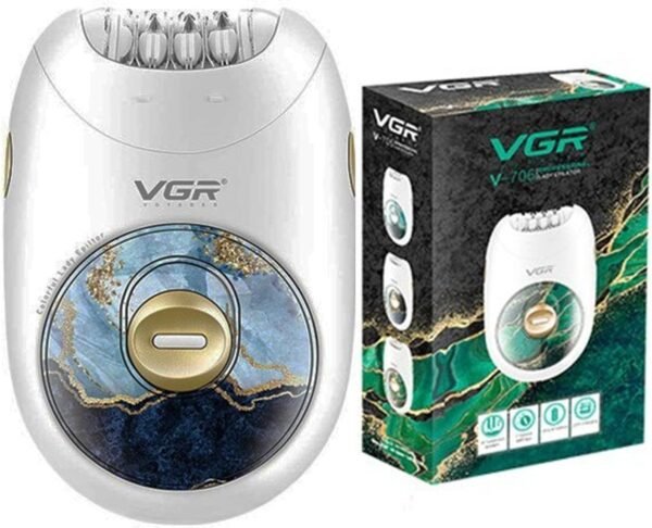 Vgr V-706 Cordless Professional Women Epilator With 18 Tweezers For Face, Legs, Underarms & Bikini Area With 70 Minutes Runtime 700Mah Li-Ion Battery Fast Charge (White, Green)1 Year Warranty