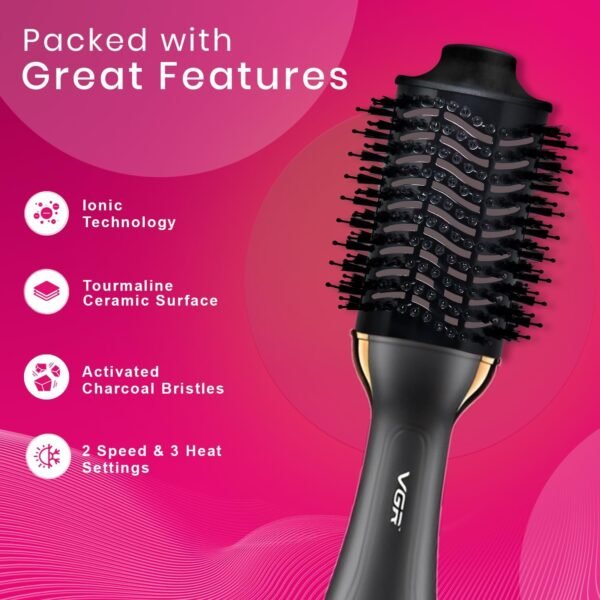 VGR V-492 Professional Hot Air Brush for Women's (Black)