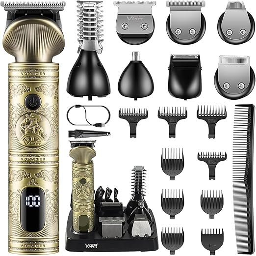 VGR V-106 Professional 6in1 Grooming Kit with LED Display Trimmer 180 min Runtime 16 Length Settings (Gold)