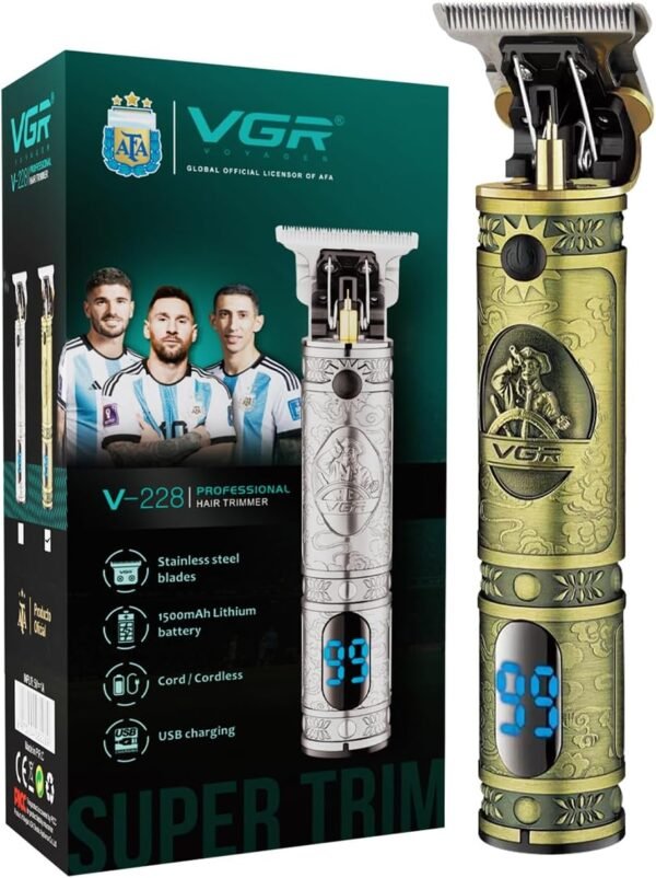 VGR V-228 Professional Hair Clipper with LED display Runtime: 180 min Trimmer for Men