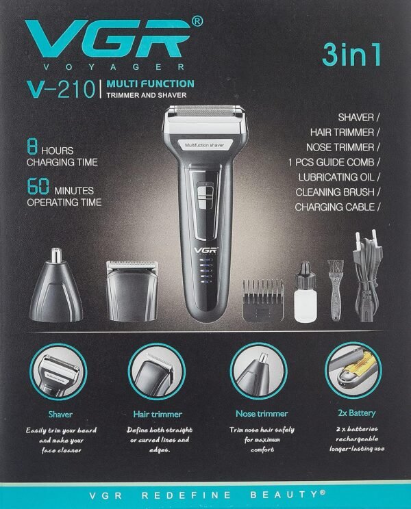 VGR V-210 Multi Function Trimmer And Shaver | Rechargeable | For Men