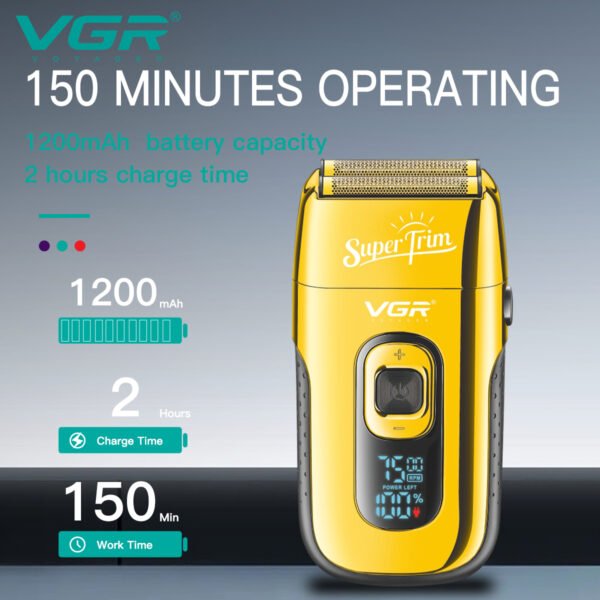 Figur 332 Professional USB Rechargeable Cordless Shaver Wet and Dry Shaver (Gold)