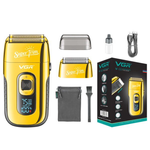 Figur 332 Professional USB Rechargeable Cordless Shaver Wet and Dry Shaver (Gold)