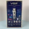 VGR Premium Metal Housing Hair Clipper LED Display, powder metallurgic Blade 5500-7000 RPM 4 Speed motor auto testing button USB charging 4 adjustable Taper Lever 8 Guide combs Runtime 250 min, V-005